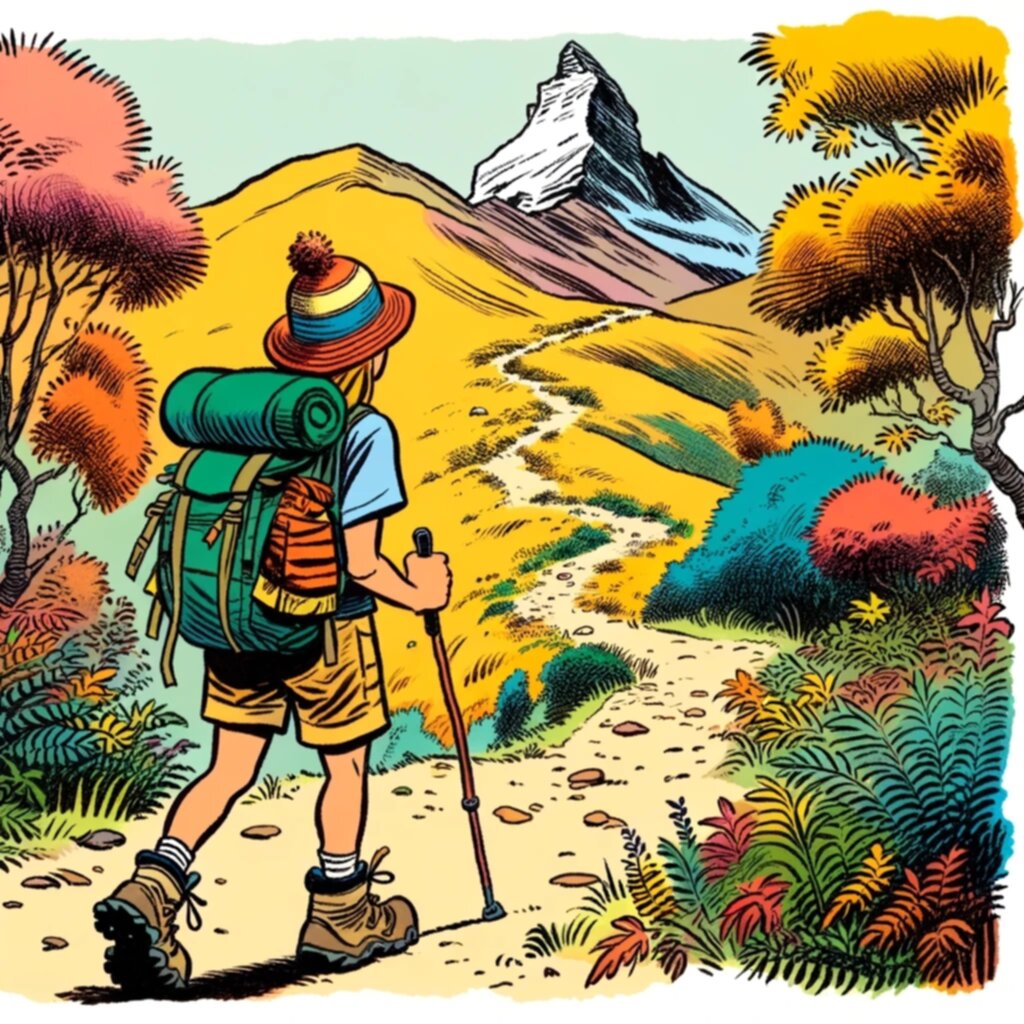 A hiker about to engage in a mountainous path